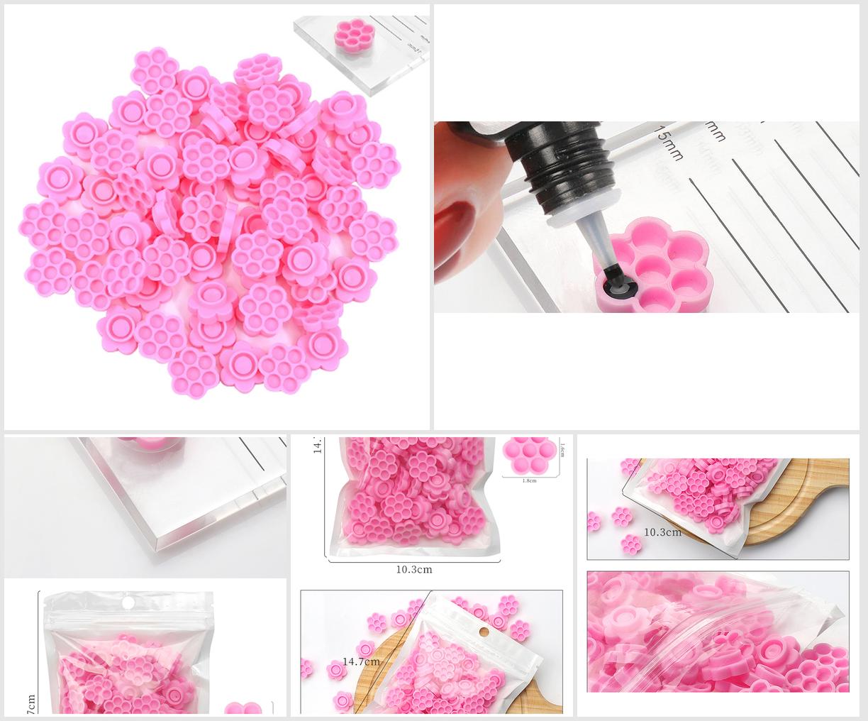 100pcs/set Baby Powder Eyelash Glue Fixer Eyelash Extension Graft Flower Glue Pad Tray Retarder Cups