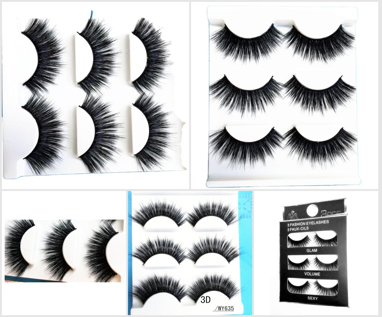 Fake Eyelash Extensions 3D Fake Mink Eyelashes Customized Eyelash Supplier Wholesale 3 Pairs Pack Fluffy Eyelashes