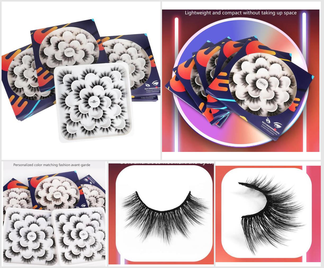 New in stock 10 pairs of lotus leaf plate false eyelashes natural thin hot sale 3D mink hair eyelashes